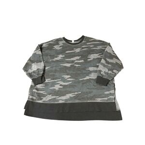 Old Navy Women's 3X Gray Pullover Sweatshirt Crew Neck Long Sleeve Casual Camo